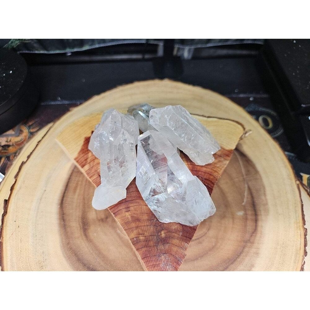 Brazilian Quartz Crystal W/wood Base .77lb Crystals - CrystalCloud Company - Bra